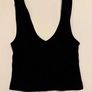 Black Ribbed Knit Tanktop